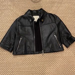 Maje cropped leather jacket Small